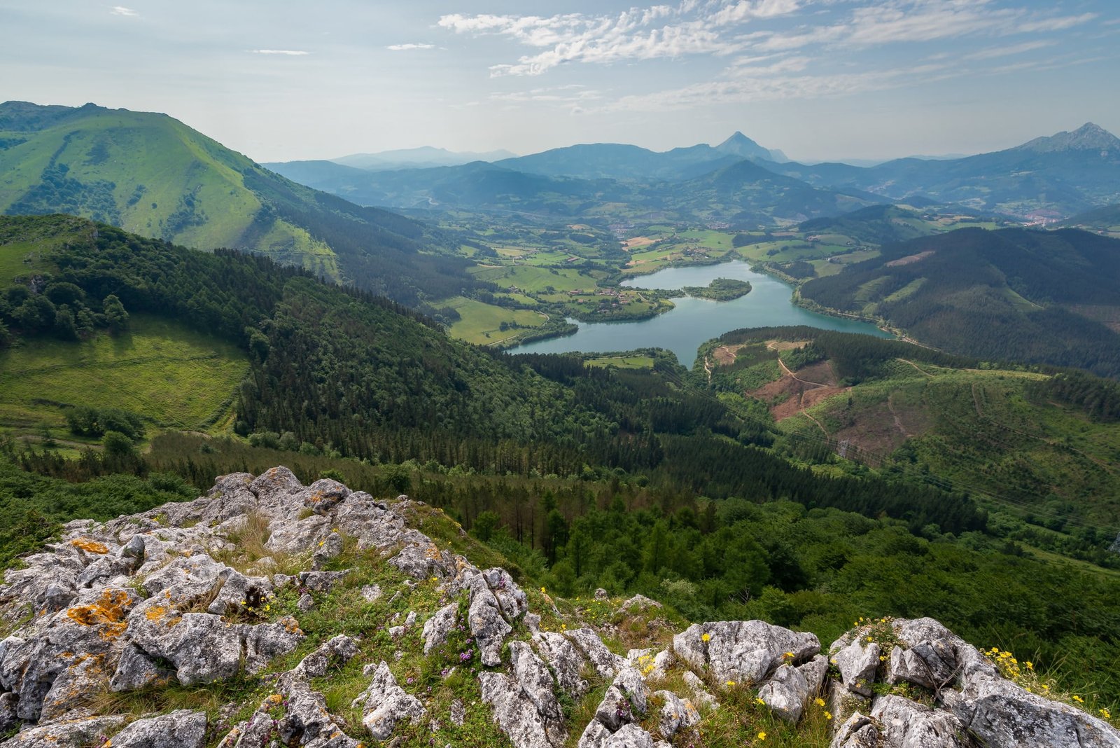 Urkulu reservoir from Orkatzategi mountain, Guipuzcoa, Spain