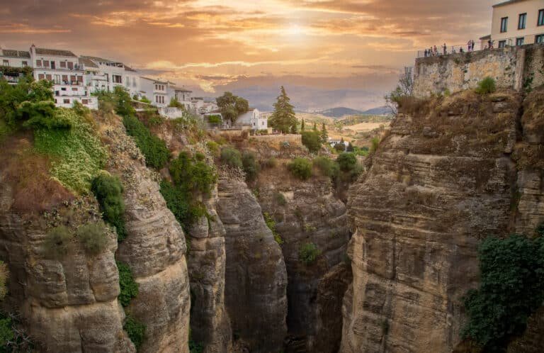Ronda, Spain, Scenic view of a Puente Nuevo Arch and Puente Nuevo Bridge