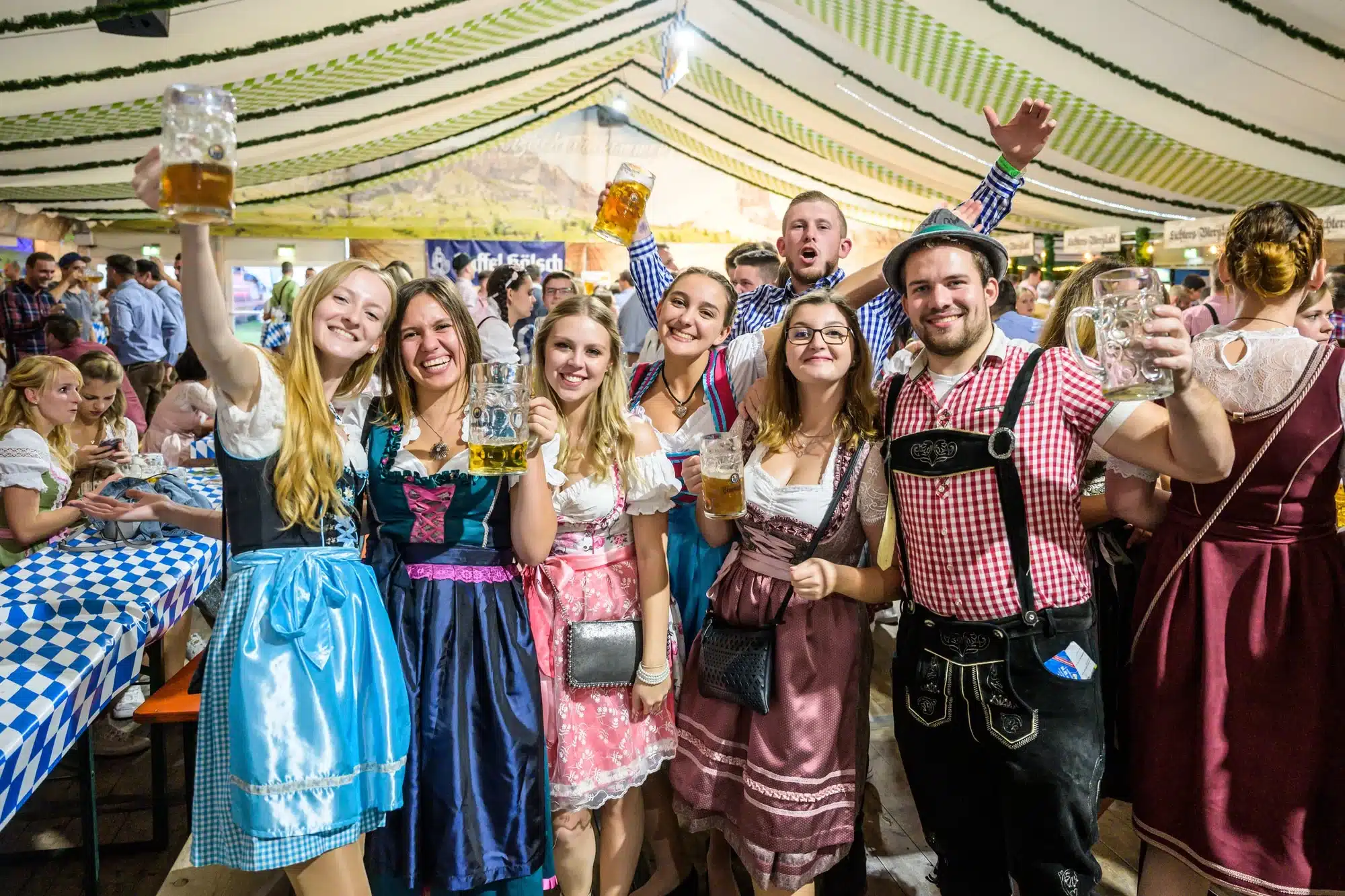 Oktoberfest during a concert Typical beer tent scene