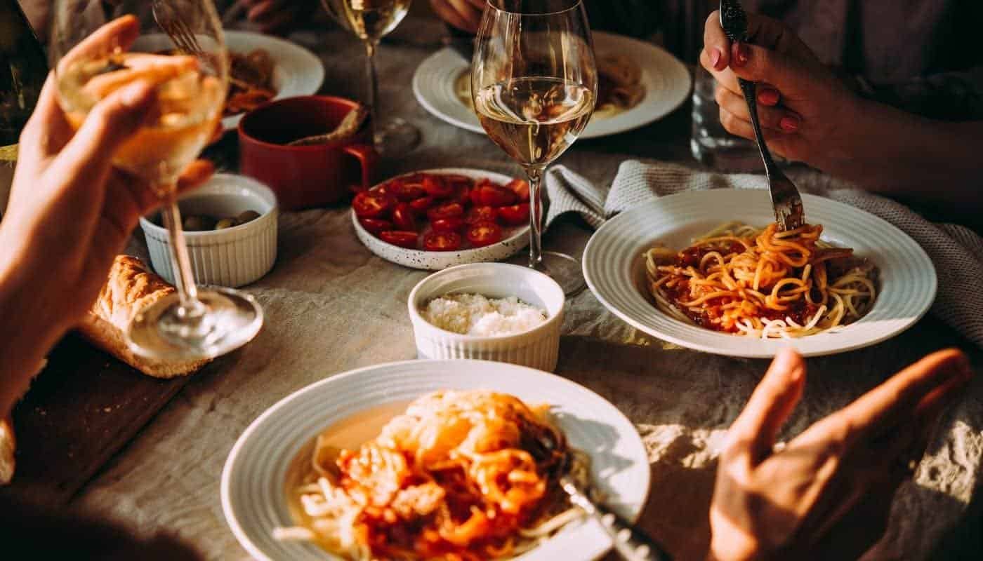 Celebration with pasta