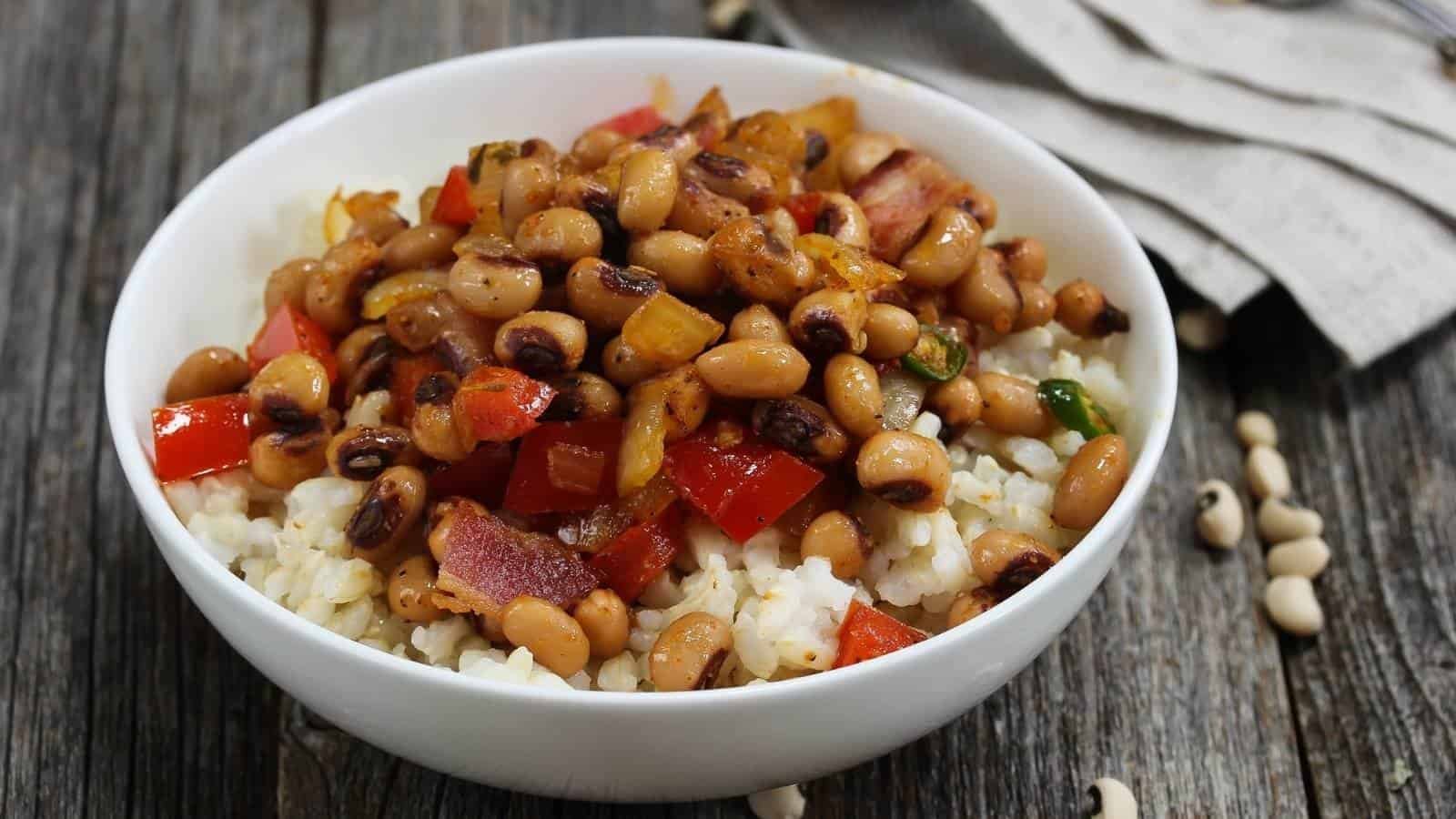 Hoppin’ John, a traditional Bermudian dish made with black-eyed peas and rice