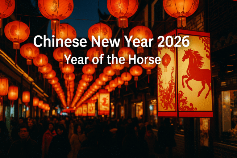 Lanterns and fireworks light up Asia for the Year of the Horse, February 2026.