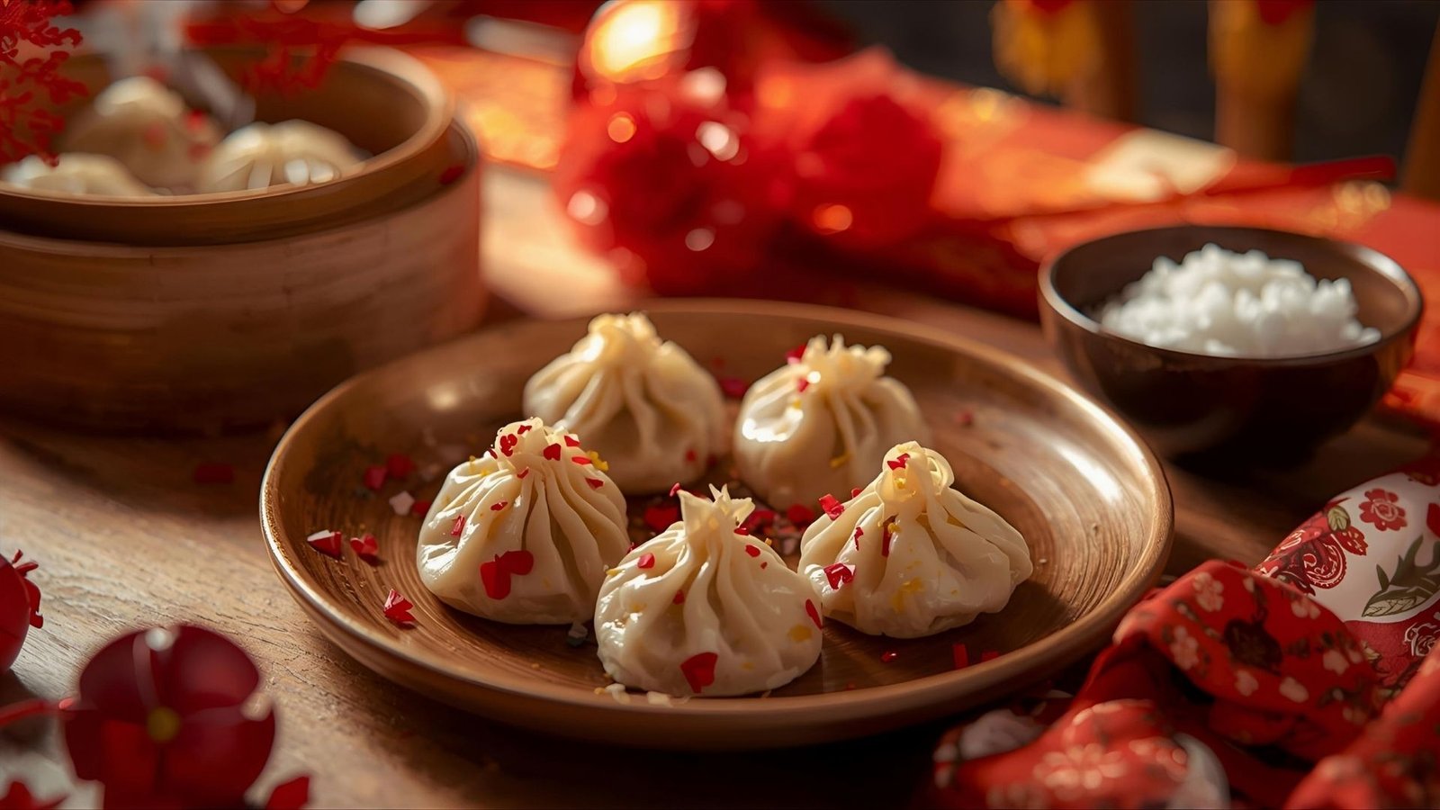 Chinese New Year food - Traditional dumplings and rice dishes
